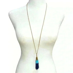NWT J. Crew Tassel necklace blue & turquoise